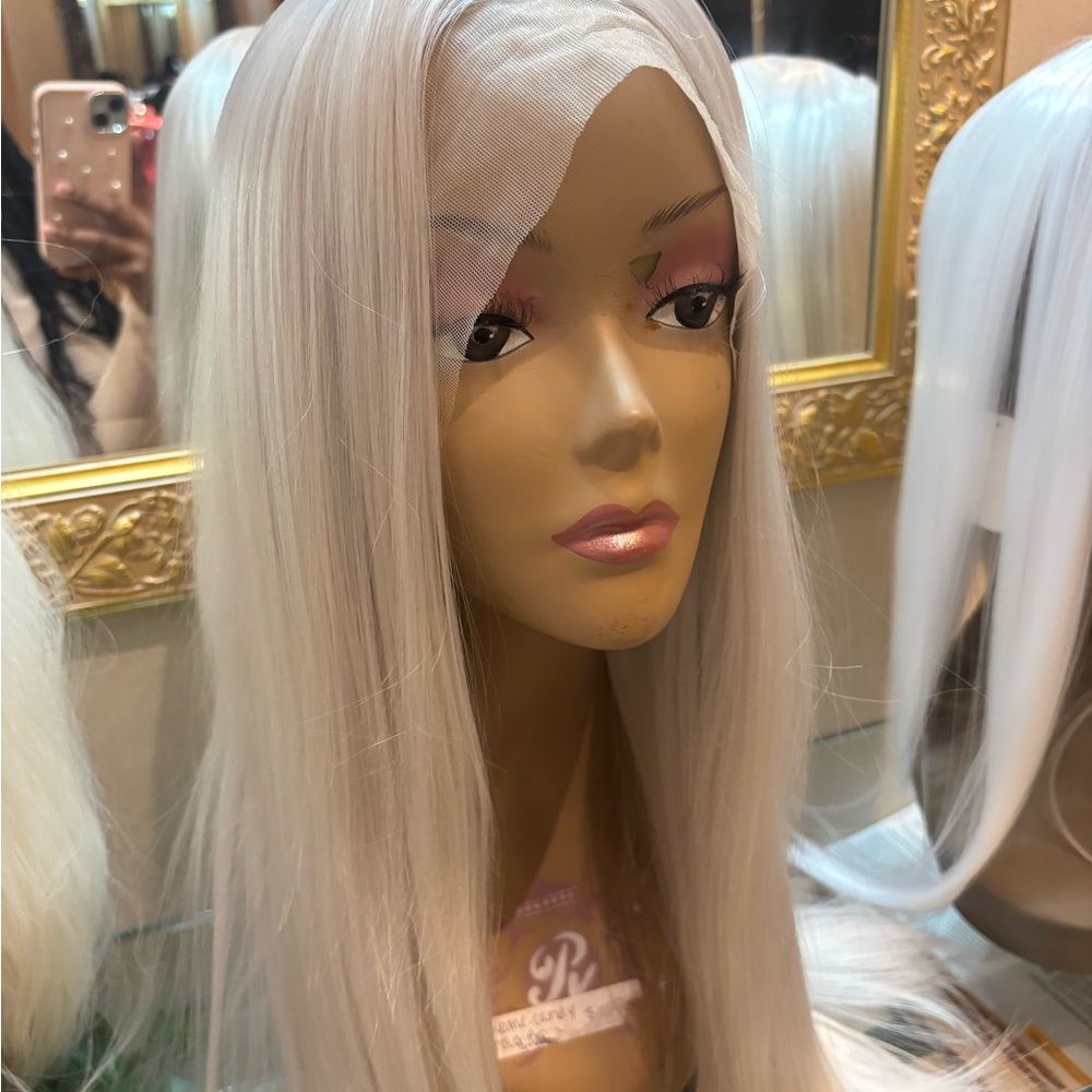 Platinum White Long Straight Wig with Silky Texture